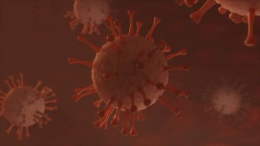 Corona covid-19 virüsünün 3 boyutlu çizimi patojen salgını 