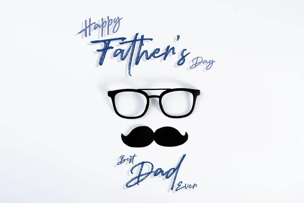 Happy Father Day Concept Fond Avec Des Lunettes Moustache Noire — Photo