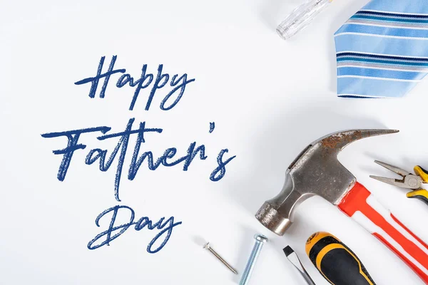 Happy Father Day Concept Fond Avec Des Outils Cravate Sur — Photo