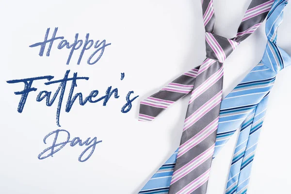 Happy Father Day Background Concept Μπλε Και Ροζ Γραβάτα Λευκό — Φωτογραφία Αρχείου