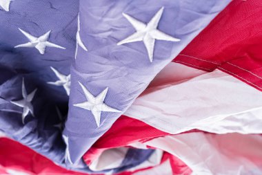 Amerikan bayrağı. ABD Anma Günü, Başkanlar Günü, Gaziler Günü, İşçi Bayramı, Bağımsızlık Günü ya da 4 Temmuz kutlamaları için. Üst görünüm, metin için boşluk kopyala.