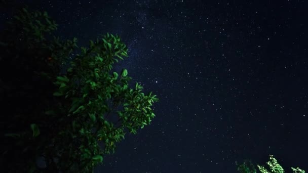 Tiden går. Vintergatan, stjärnornas rörelse på himlen. — Stockvideo