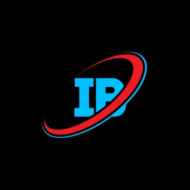 IB I B harfli logo tasarımı. İlk harf IB bağlı daire büyük harf monogram logosu kırmızı ve mavi. IB logosu, I B tasarımı. Ib, ben...