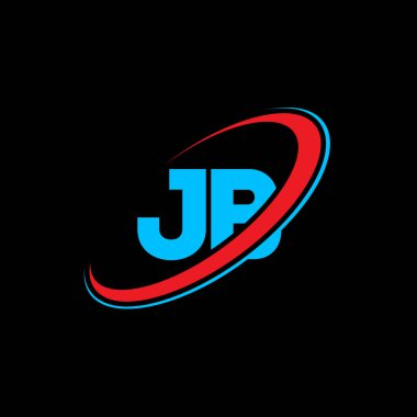 JB J B harfli logo tasarımı. İlk harf JB bağlı daire büyük harfli monogram logo kırmızı ve mavi. JB logosu, J B tasarımı. jb, j b