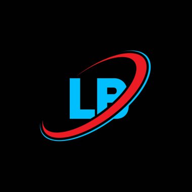 LB L B harfi logo tasarımı. İlk harf LB bağlı daire büyük harfli monogram logo kırmızı ve mavi. LB logosu, L B tasarımı. Ib, ben...