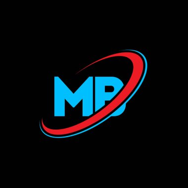 MB M B harfli logo tasarımı. İlk harf MB bağlı daire büyük harfli monogram logo kırmızı ve mavi. MB logosu, M-B tasarımı. mb, benim.