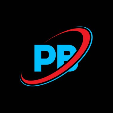 PB P B harfi logo tasarımı. İlk harf PB bağlı daire büyük harfli monogram logo kırmızı ve mavi. PB logosu, P B tasarımı. pb, p b