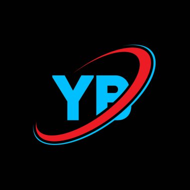 YB Y B harfli logo tasarımı. İlk harf YB bağlı daire büyük harfli monogram logo kırmızı ve mavi. YB logosu, Y B tasarımı. Evet, evet.