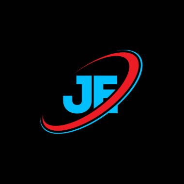 JE J E harf logosu tasarımı. İlk harf JE bağlı daire büyük harfli monogram logo kırmızı ve mavi. JE logosu, J E tasarımı. Evet, evet.
