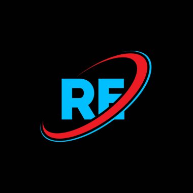 RE R E harfli logo tasarımı. Baş harf RE bağlı daire büyük harf monogram logosu kırmızı ve mavi. RE logosu, R E tasarımı. Evet, evet.
