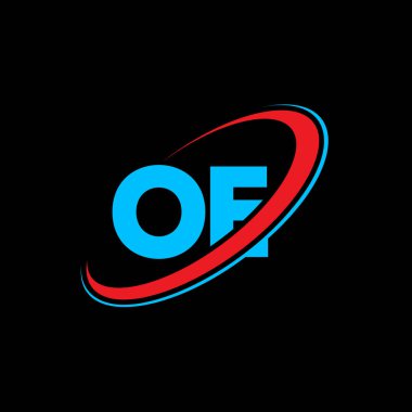 Mektup logosu tasarımı. İlk harf OE bağlı daire büyük harfli monogram logo kırmızı ve mavi. OE logosu, O E tasarımı. Oe, oe