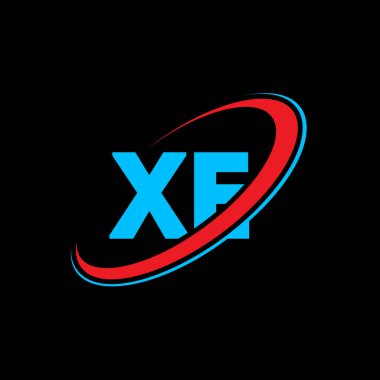 XE X E harfli logo tasarımı. İlk harf XE bağlı daire büyük harf monogram logosu kırmızı ve mavi. XE logosu, X-E tasarımı. xe, x e