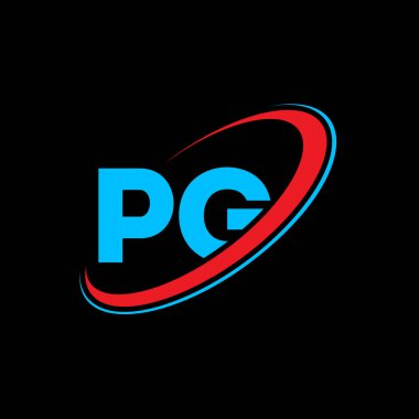 PG P G harfi logo tasarımı. İlk harf PG bağlı daire büyük harfli monogram logo kırmızı ve mavi. PG logosu, P G tasarımı. pg, p g