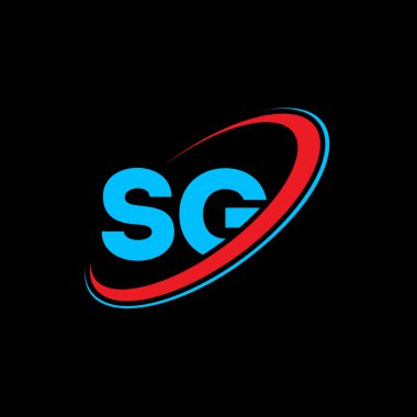 SG G harfli logo tasarımı. İlk harf SG bağlı daire büyük harf monogram logosu kırmızı ve mavi. SG logosu, S G tasarımı. Evet, doğru.