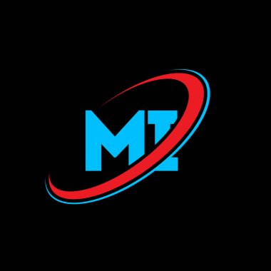 MI M harfi logo tasarımı. İlk harf MI bağlı daire büyük harfli monogram logo kırmızı ve mavi. MI logosu, M I tasarımı. Anne, ben...