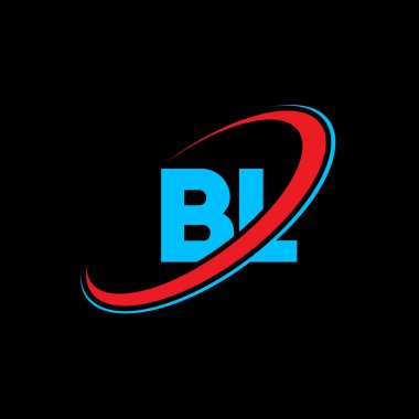 BL B L harf logosu tasarımı. İlk harf BL bağlantılı daire büyük harfli monogram logo kırmızı ve mavi. BL logosu, B L tasarımı. Bl, b!