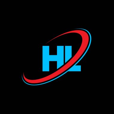 HL H L harfi logo tasarımı. İlk harf HL bağlı daire büyük harf monogram logosu kırmızı ve mavi. HL logosu, H L tasarımı. - Selam. - Selam.