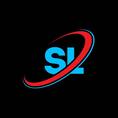 SL S harfi logo tasarımı. İlk harf SL bağlı daire büyük harf monogram logosu kırmızı ve mavi. SL logosu, S L tasarımı. Evet, evet.