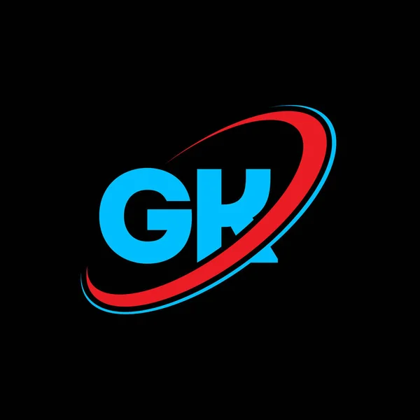 Gkgk字母标识设计 首字母Gk链接圈大写字母符号红色和蓝色 Gk标志 Gk设计 — 图库矢量图片
