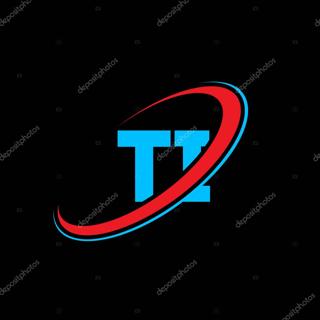 TI T I letter logo design. Initial letter TI linked circle uppercase monogram logo red and blue. TI logo, T I design. ti, t i