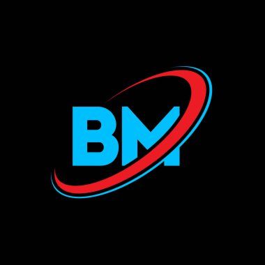 BM B M harfli logo tasarımı. İlk harf BM bağlantılı daire büyük harf monogram logosu kırmızı ve mavi. BM logosu, B M tasarımı. bm, b m