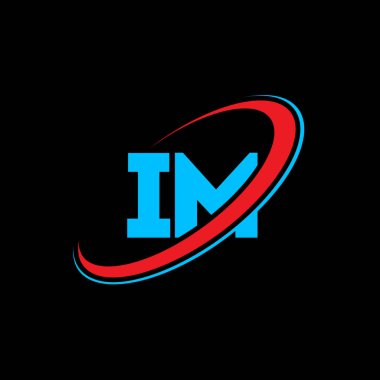 IM I M harfli logo tasarımı. İlk harf IM bağlı daire büyük harf monogram logo kırmızı ve mavi. IM logosu, I-M tasarımı. Şey, ben...