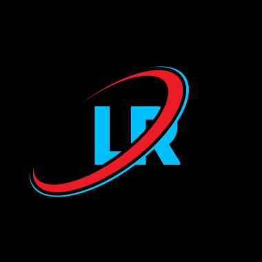 LR L R harfi logo tasarımı. İlk harf LR bağlı daire büyük harfli monogram logo kırmızı ve mavi. LR logosu, L R tasarımı. Efendim, ben...
