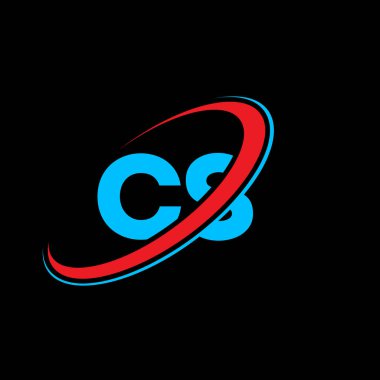 CS C S harfi logo tasarımı. İlk harf CS bağlı daire büyük harfli monogram logo kırmızı ve mavi. CS logosu, C S tasarımı. c, c 'ler