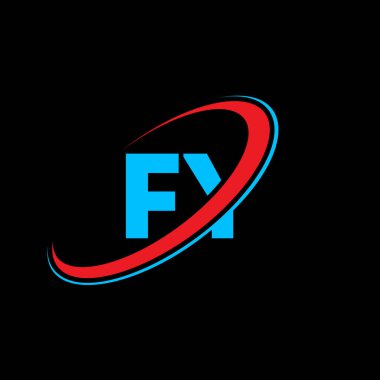 FY F harfi logo tasarımı. İlk harf FY bağlı daire büyük harf monogram logosu kırmızı ve mavi. FY logosu, FY tasarımı. fy, fy