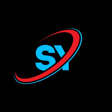 SY S Y harf logosu tasarımı. İlk harf SY bağlı daire büyük harf monogram logosu kırmızı ve mavi. SY logosu, S Y tasarımı. Evet, evet.