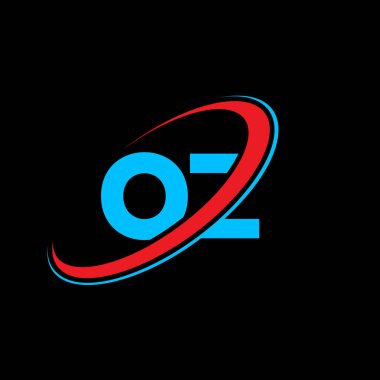 OZ O harfli logo tasarımı. İlk harf OZ bağlı daire büyük harfli monogram logo kırmızı ve mavi. OZ logosu, O Z tasarımı. Ons, o z