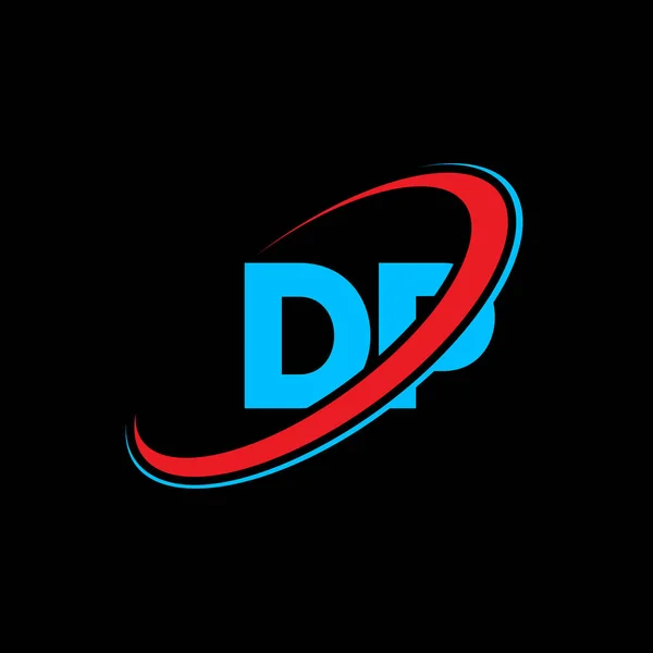 Pレターロゴデザイン 初期文字Dpリンクサークル大文字のモノグラムロゴ赤と青 Dpロゴ Pデザイン — ストックベクタ
