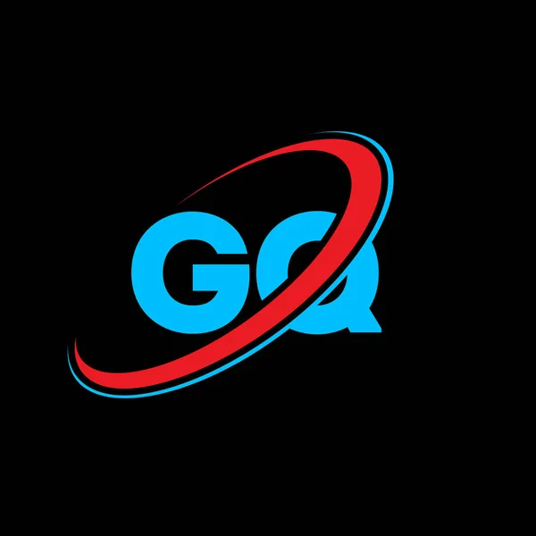 Gqgq字母标识设计 首字母Gq链接圆形大写字母符号红色和蓝色 Gq标志 Gq设计 — 图库矢量图片