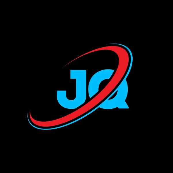 Qレターロゴデザイン 初期文字Jqリンクサークル大文字のモノグラムロゴ赤と青 Jqロゴ Qデザイン — ストックベクタ
