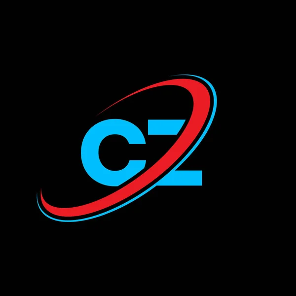 Czcz字母标识设计 首字母Cz链接圆形大写字母符号红色和蓝色 Cz标志 Cz设计 — 图库矢量图片