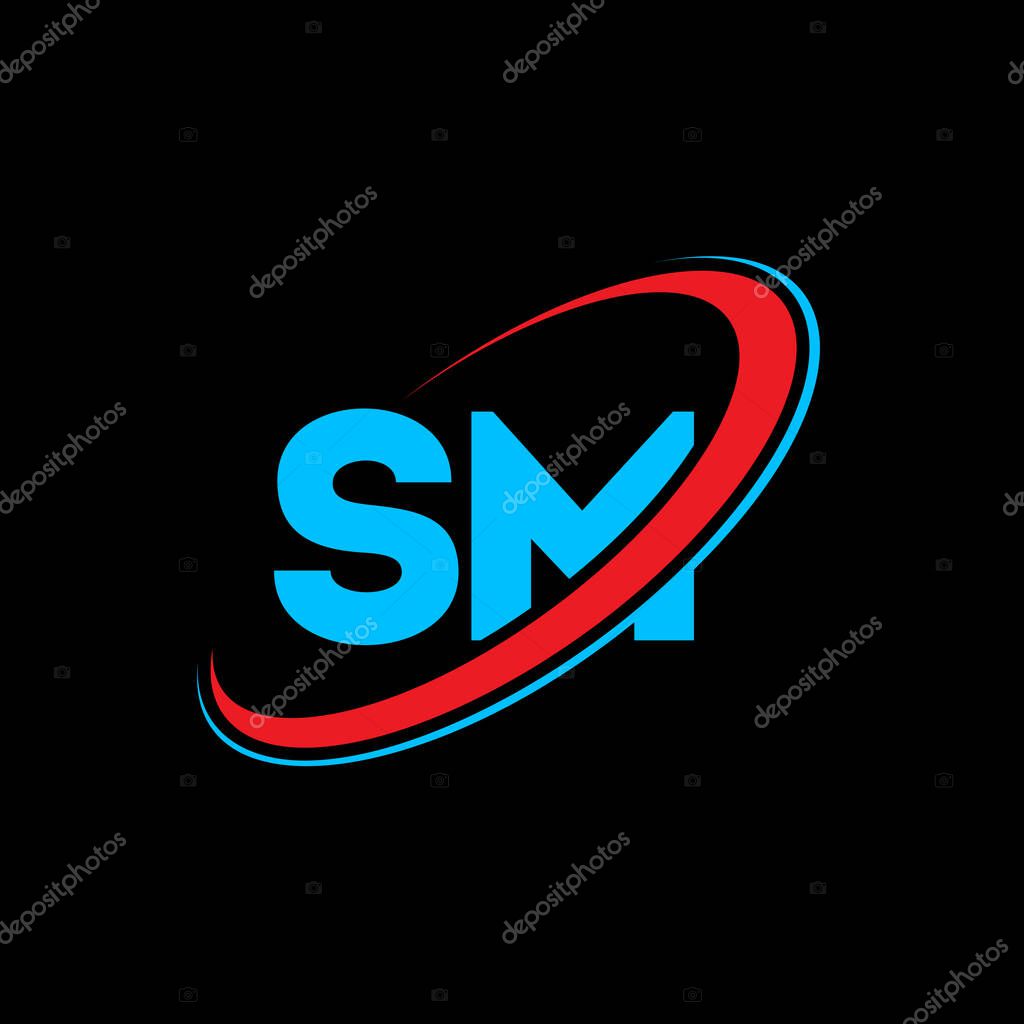 Sm S M Letter Logo Design Initial Letter Sm Linked Circle Uppercase Monogram Logo Red And Blue Sm Logo S M Design Sm S M Larastock