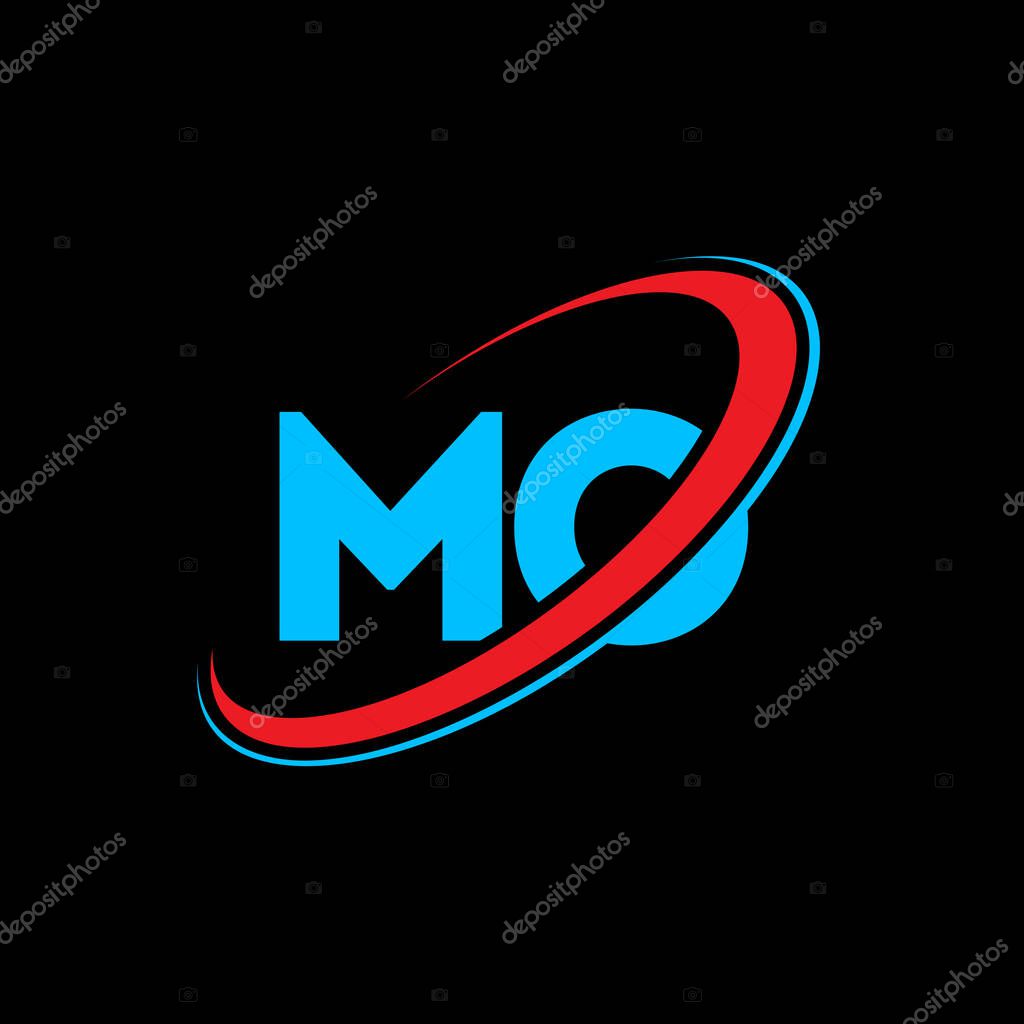 MO M O letter logo design. Initial letter MO linked circle uppercase monogram logo red and blue. MO logo, M O design. mo, m o, m&o