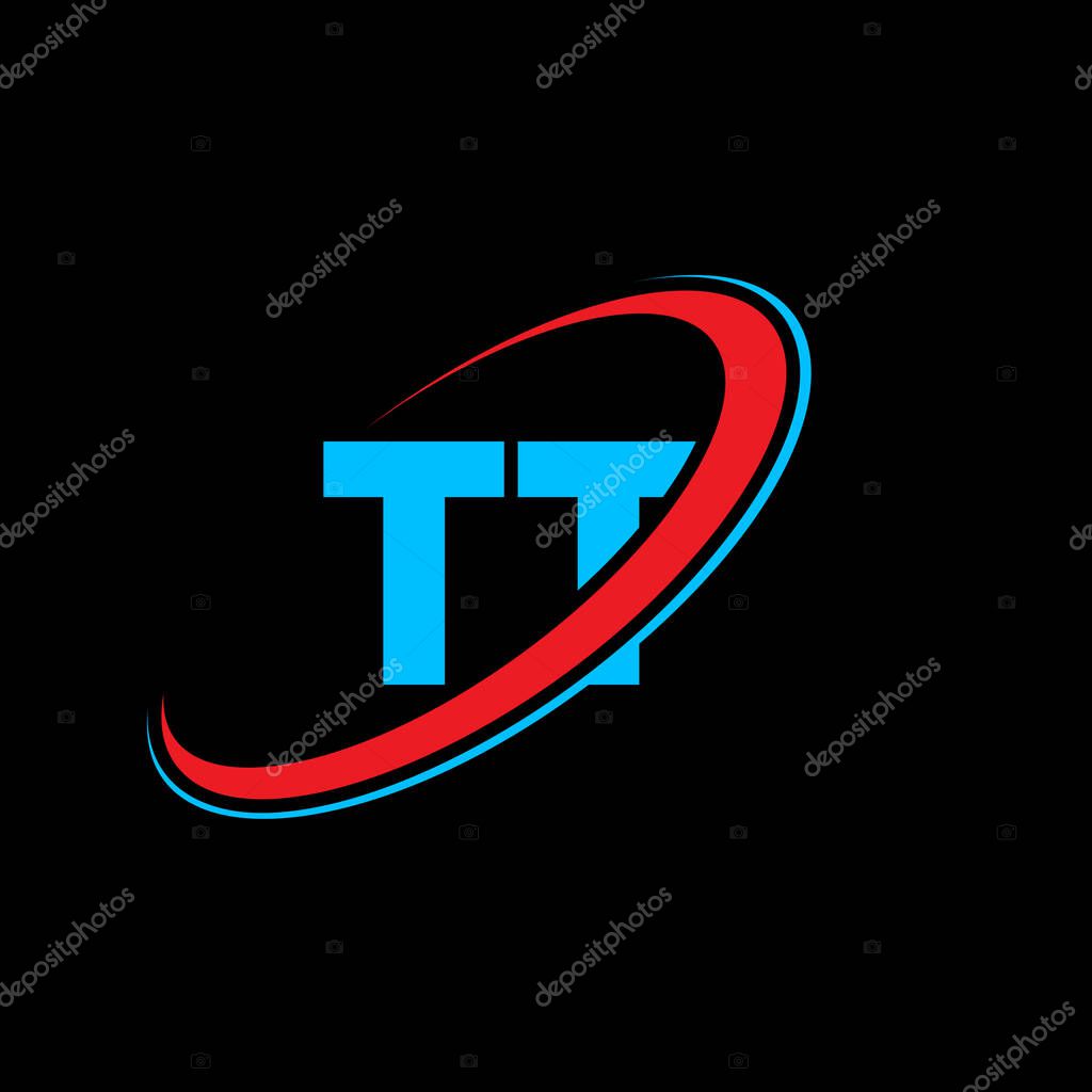 TT T T letter logo design. Initial letter TT linked circle uppercase monogram logo red and blue. TT logo, T T design. tt, t t