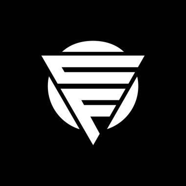 CF harfli üçgen logo tasarımı. Beyaz renkli yuvarlak şekilli CF harfleri. İlk harf CF bağlı daire büyük harf monogram logosu. CF logosu, C F tasarımı. c f