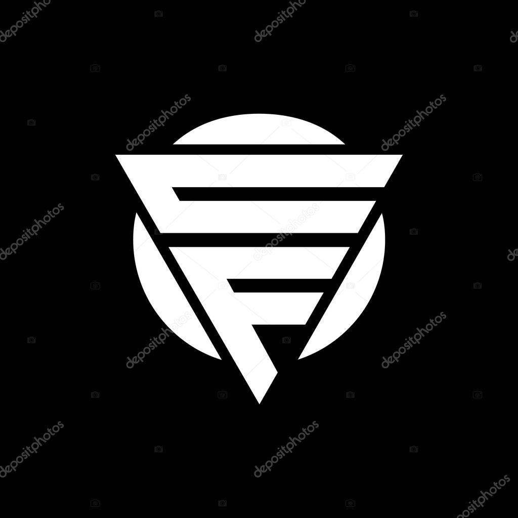 CF letter triangle logo design. CF letter monogram in white color with circle shape. Initial letter CF linked circle uppercase monogram logo. CF logo, C F design. c f