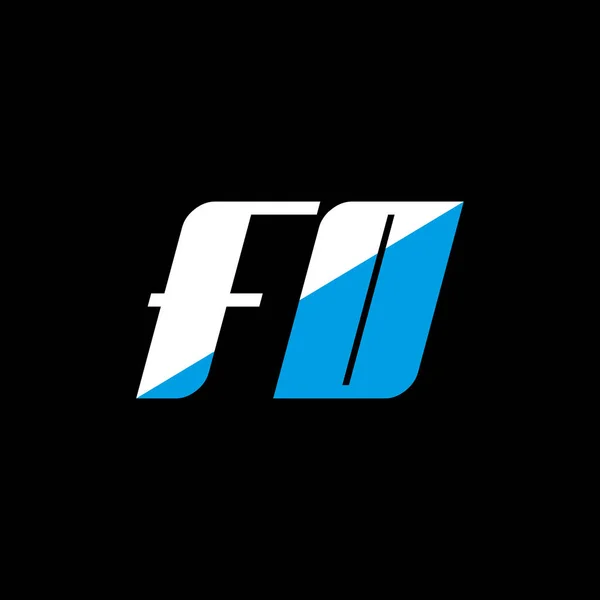 黒い背景にFo文字のロゴデザイン Fo創造的なイニシャルの手紙のロゴの概念 情報アイコンのデザイン 黒の背景にFo白と青の文字のアイコンのデザイン — ストックベクタ