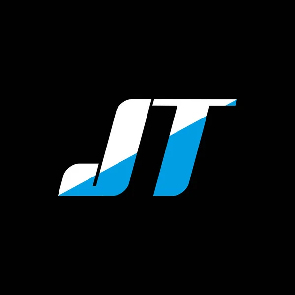 黒を基調としたJsレターロゴデザイン Jsクリエイティブイニシャルレターロゴコンセプト Jsアイコンデザイン 黒を基調としたJsホワイトとブルーの文字のアイコンデザイン — ストックベクタ