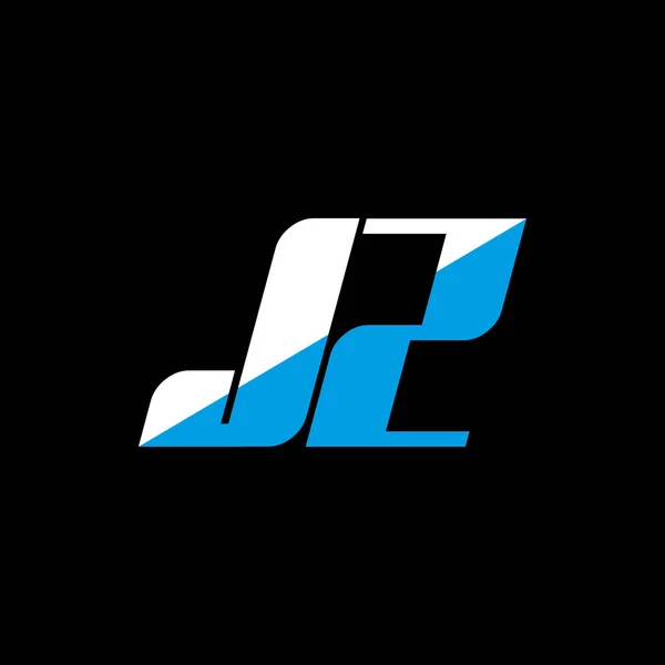 ブラックを基調としたJzレターロゴデザイン Jzクリエイティブイニシャルレターロゴコンセプト Jzアイコンデザイン ブラックを基調としたJzホワイトとブルーの文字のアイコンデザイン — ストックベクタ
