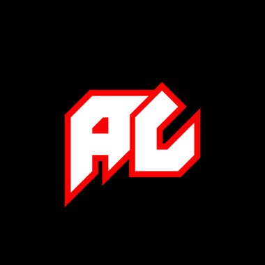 Siyah arka planda AL harf logosu tasarımı. AL yaratıcı harflerin baş harfleri logo kavramı. Al ikon tasarımı. Siyah arkaplanda AL beyaz ve kırmızı harf simgesi tasarımı. Bir L
