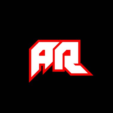 AR harfi logo tasarımı siyah arka planda. AR yaratıcı harflerin baş harfleri logo konsepti. ar simgesi tasarımı. Siyah arkaplanda AR beyaz ve kırmızı harf simgesi tasarımı. Bir R
