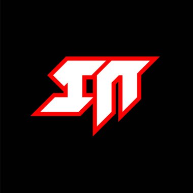 In logo tasarımı, Bilimkurgu tarzında ilk IN harfi tasarımı. Oyun, Esport, Teknoloji, Dijital, Topluluk veya İş için IN logosu. Modern Italic alfabe yazı tipi. Tipografi kentsel yazı tipleri.