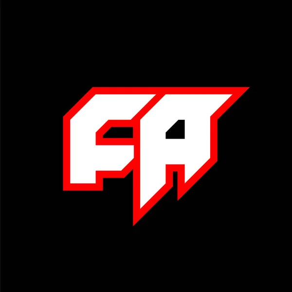 Fa标志设计 初始Fa字母设计与科幻小说风格 Esport Technology Digital Community或Business的Fa标识 F现代意大利语字母表字体 地形学城市风格字体 — 图库矢量图片