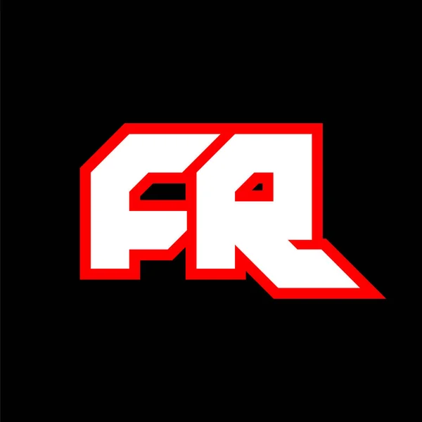 Frロゴデザイン Sci Fiスタイルの初期のFr文字デザイン ゲーム スポーツ テクノロジー デジタル コミュニティまたはビジネスのFrロゴ Rは現代イタリア語のアルファベットフォントをスポーツします タイポグラフィ都市型フォント — ストックベクタ