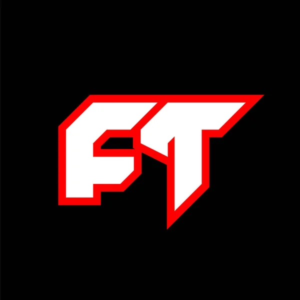 Ft标志设计 初始Ft字母设计与科幻小说风格 用于游戏 Esport Technology Digital Community或Business的Ft标志 T运动现代意大利语字母表字体 地形学城市风格字体 — 图库矢量图片