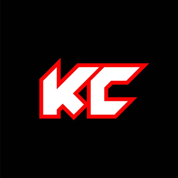 Kcロゴデザイン Sci Fiスタイルの初期Kc文字デザイン ゲーム スポーツ テクノロジー デジタル コミュニティまたはビジネスのKcロゴ Cは現代イタリア語のアルファベットフォントをサポートしています タイポグラフィ都市型フォント — ストックベクタ